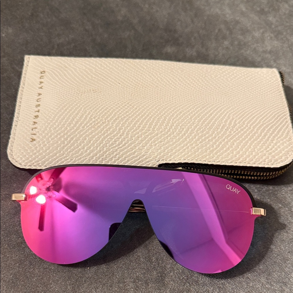 Quay Australia Mirrored Pink Aviator Sunglasses